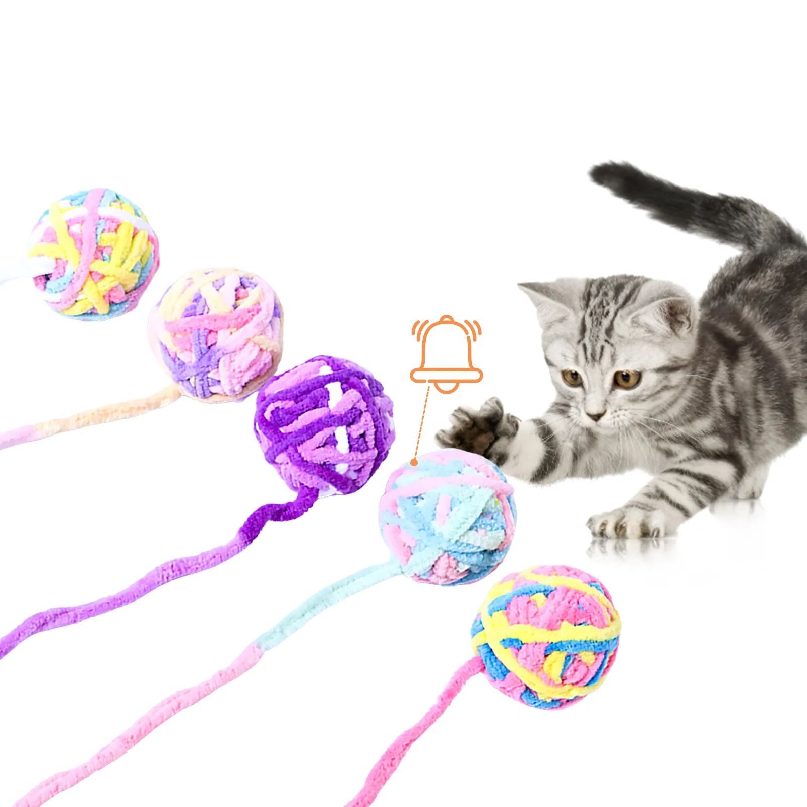 

Cat Bell Toys Yarn Cat Balls Built-In Bell Cat Toys For Indoor Cats Colorful Wool Yarn Ball Cat Kitten Chew Toys For Cat
