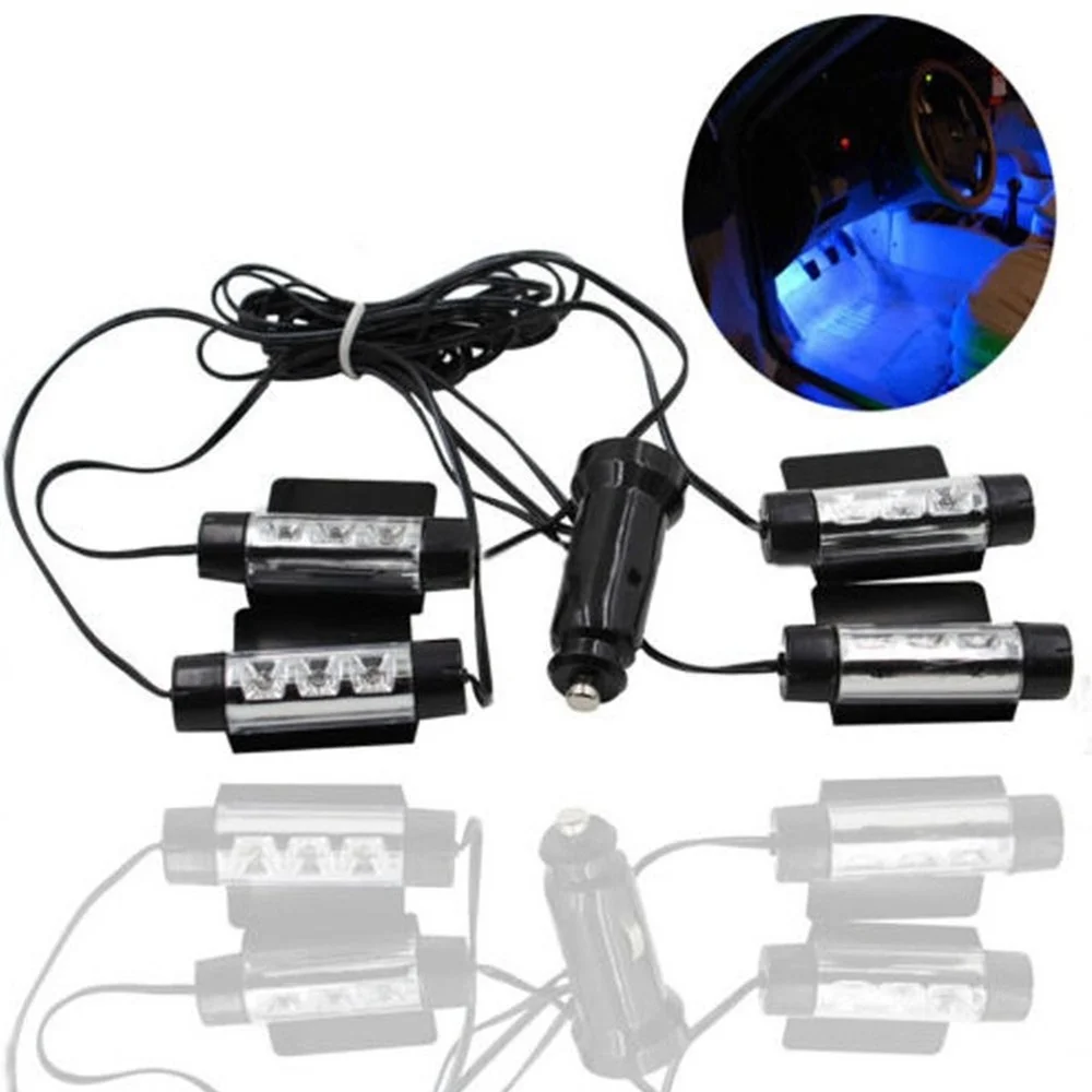 

Hot Sale 4*3 LED DC 12V Car Auto Interior Atmosphere Lights Decoration Lamp Blue Car Light Source for Sedan SUV 4WD
