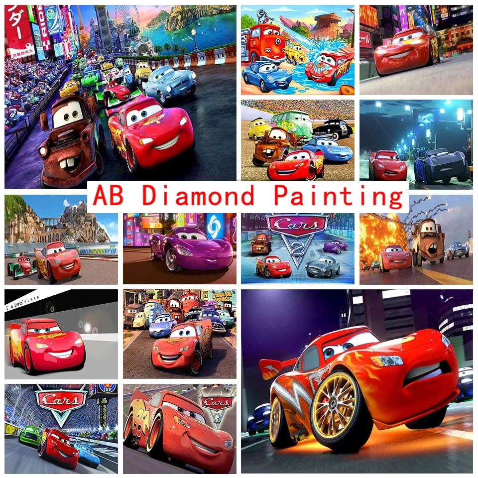 

DIY AB Diamond Painting Disney Cars Lightning Mcqueen 5D Diamond Mosaic Cartoon Art Cross Stitch embroidery Rhinestone Kit Home