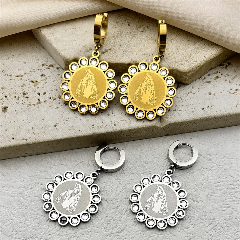 Женские серьги-кольца с молитвенным обручем из нержавеющей стали