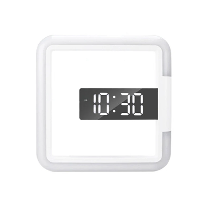 

1Set Home Thermometer Digital Alarm Clock LED Mirror Skeleton Wall Clock Multifunctional