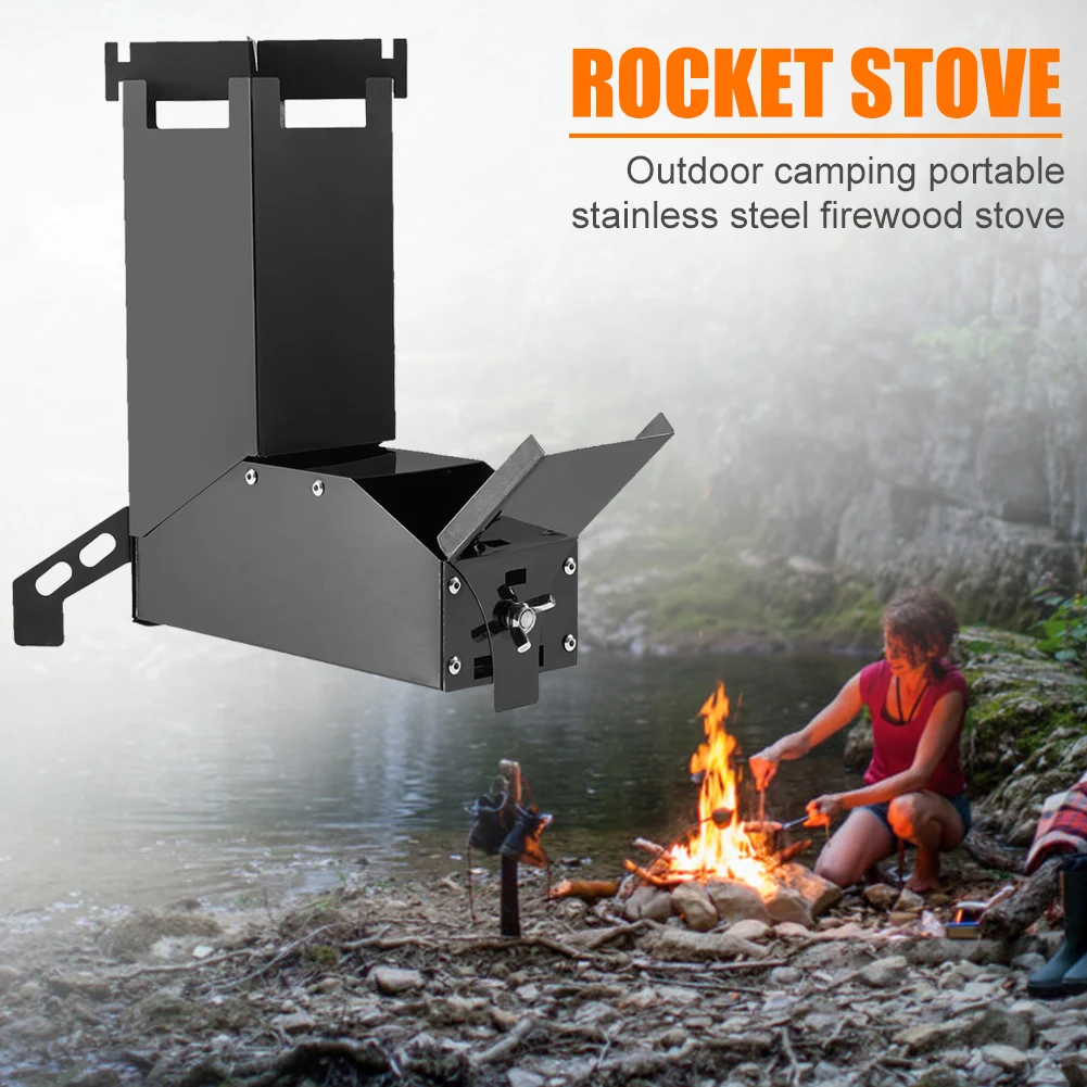 

Outdoor Camp Stainless Steel Wood Stoves Backpacking Picnic Hiking Rocket Stove Camping Portable Outdoor Elements