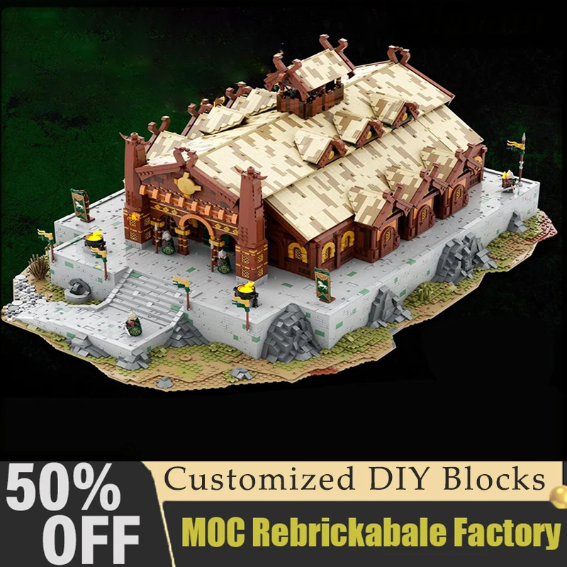 

10029 шт. строительные блоки UCS Meduseld Golden Hall of Edoras, Индивидуальные строительные блоки, Детские кубики в сборе, подарки на день рождения