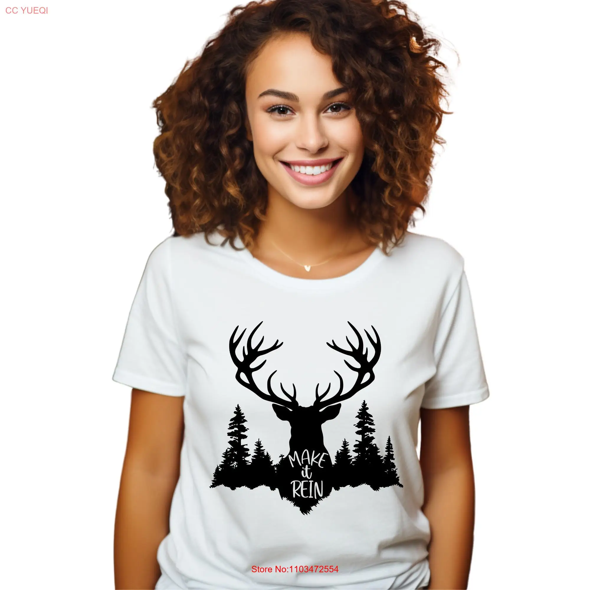 Футболка Сделай это Rein с забавным рождественским оленем Рудольфа длинными или