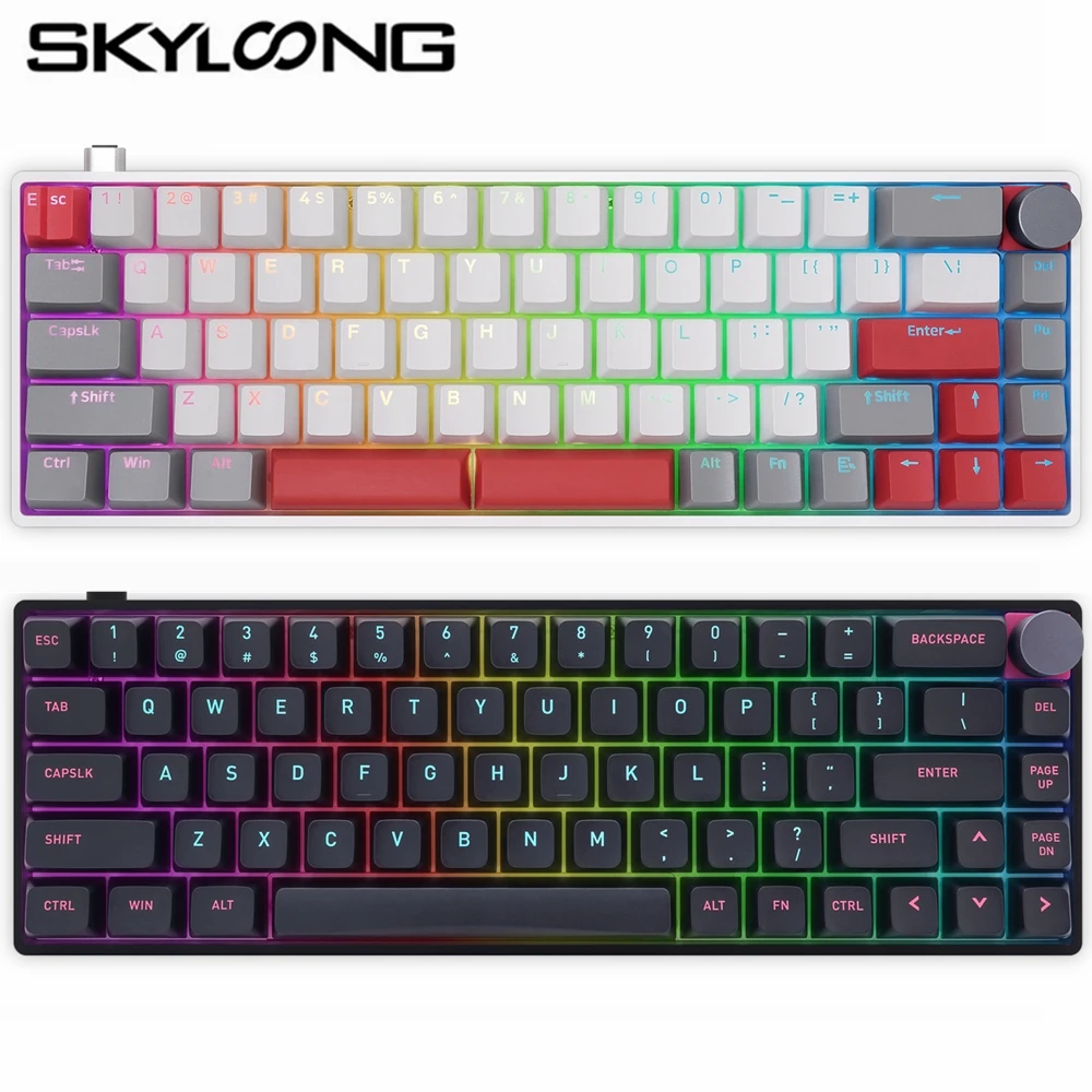 Игровая механическая клавиатура Skyloong GK61 SK61, 68 клавиш, модернизация GK6 + Проводная USB клавиатура с RGB-подсветкой для настольного ПК, планшета, ноутбука