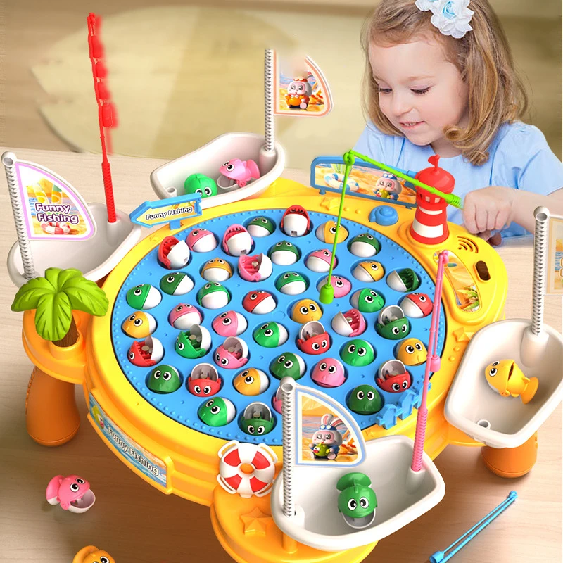 

Montessori Magnetic Fishing Toys Cartoon Marine Life Cognition Musical Fishing Game Educational Parent-child Interactive Gifts