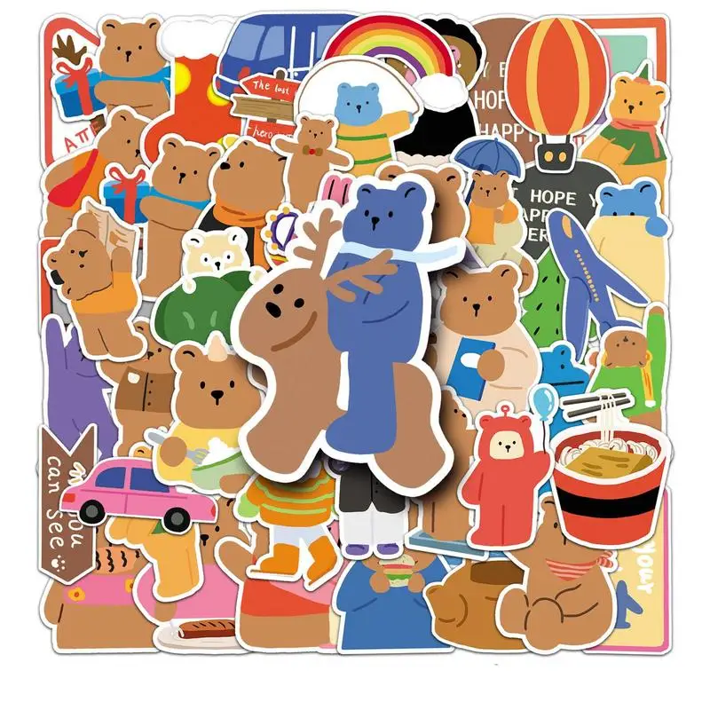 

Laptop Bear Stickers Laptop Decors Bear Stickers Cute Boxed DIY Decoration Pack Of 50 Bear-Themed Party Adhesive Paper Stickers