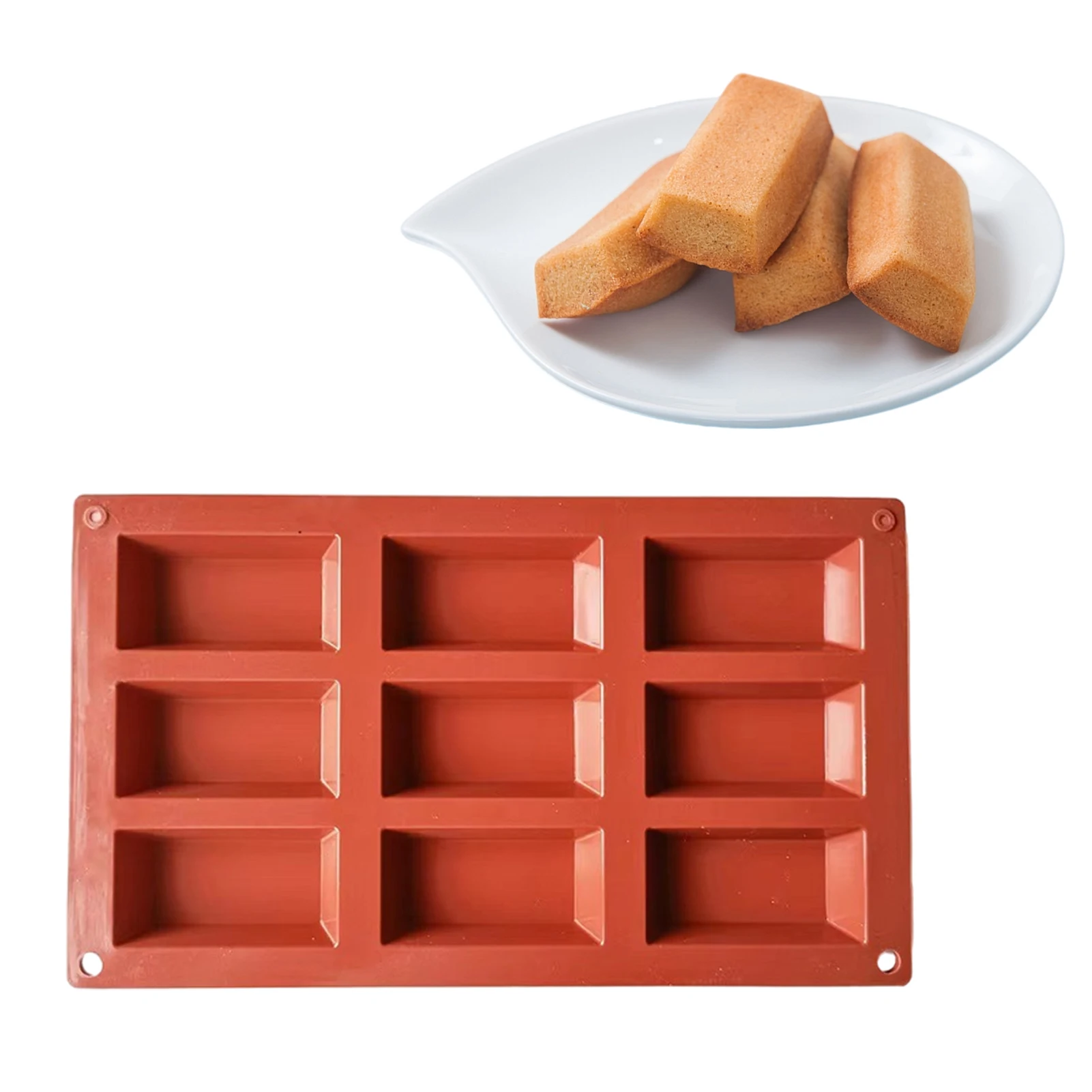 

9-Cavity Silicone Mold Financier Cake Baking Moulds French Dessert DIY Kitchen Baking Tool For Caramel Bread Loaf Cheesecake