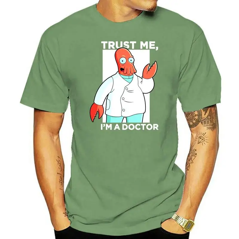 casual o neck loose summer T shirt for men Men's Zoidberg Trust Me Doctor Printed crew short sleeve T-shirt