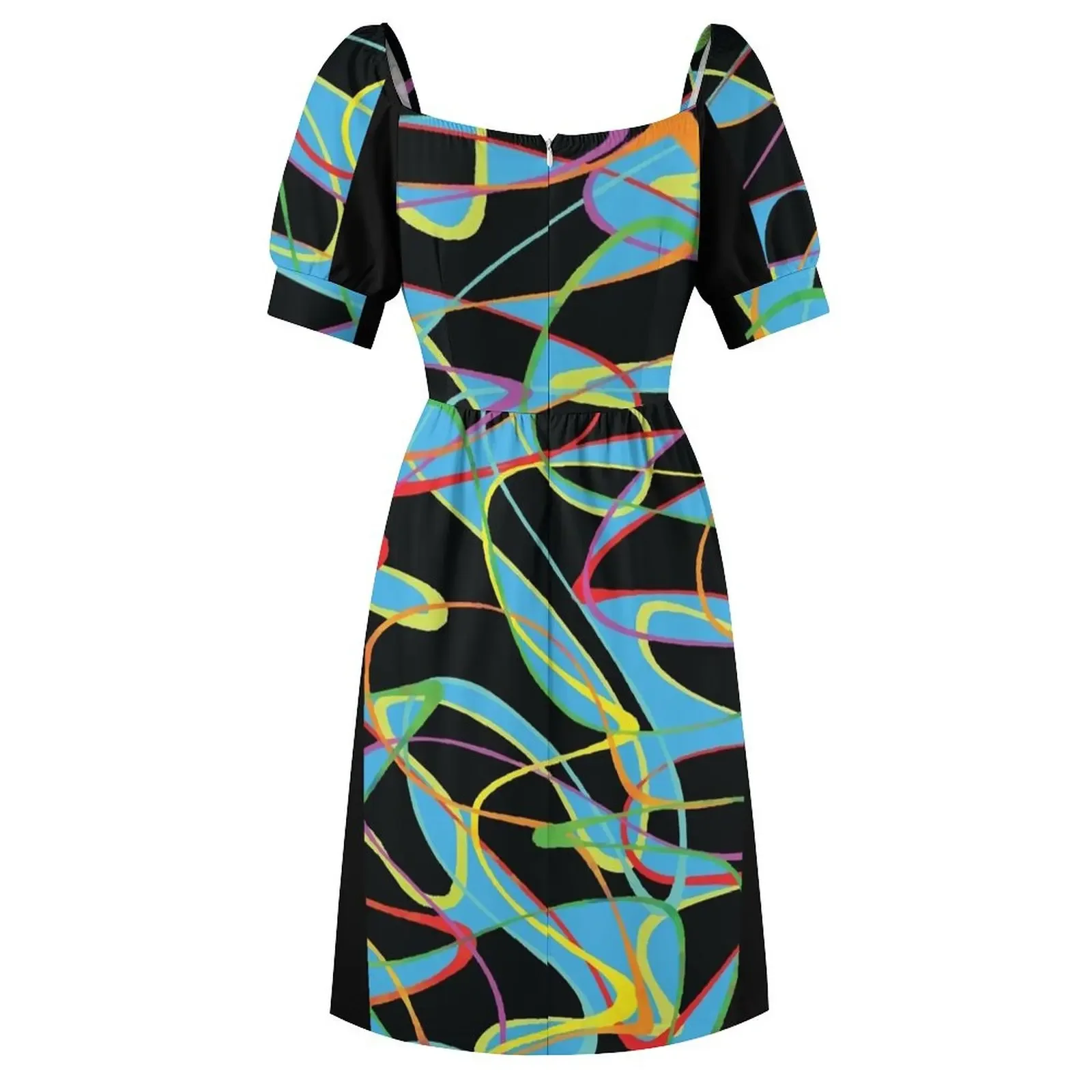 Zany Colorful 80's Zoom Print Платье с короткими рукавами Роскошное платье для беременных