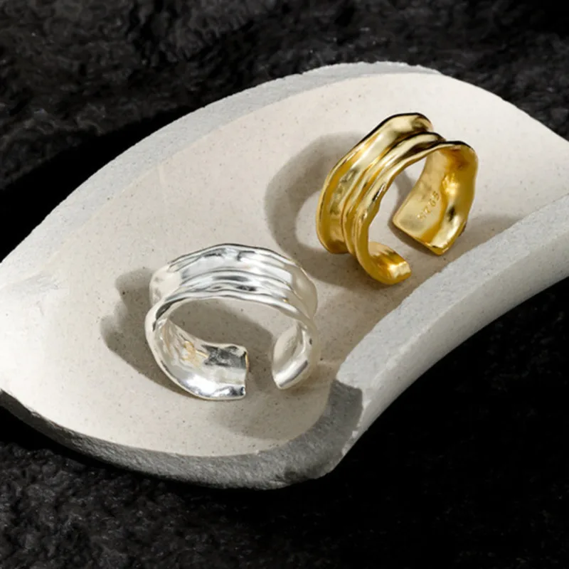 

Vintage Rings 2021 Trend Sterling Silver 925 Irregular Trendy Korean Ring Female Fine Accessories For Women Gold Filled Jewelry