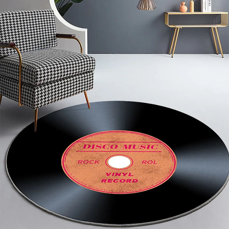 

3D Vinyl Record Printed Round Carpets for Living Room Bedroom Area Rugs Kids Room Game Crawl Floor Mat Home Decoration Big Rug