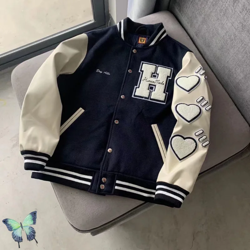 

Трикотажные бейсбольные куртки высокого качества с вышивкой и кожаным рукавом в стиле хип-хоп