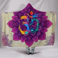 hooded blanket purple om mandala yoga meditation hindu indian hippie festival gypsie lotus chakra trippy colorful throw