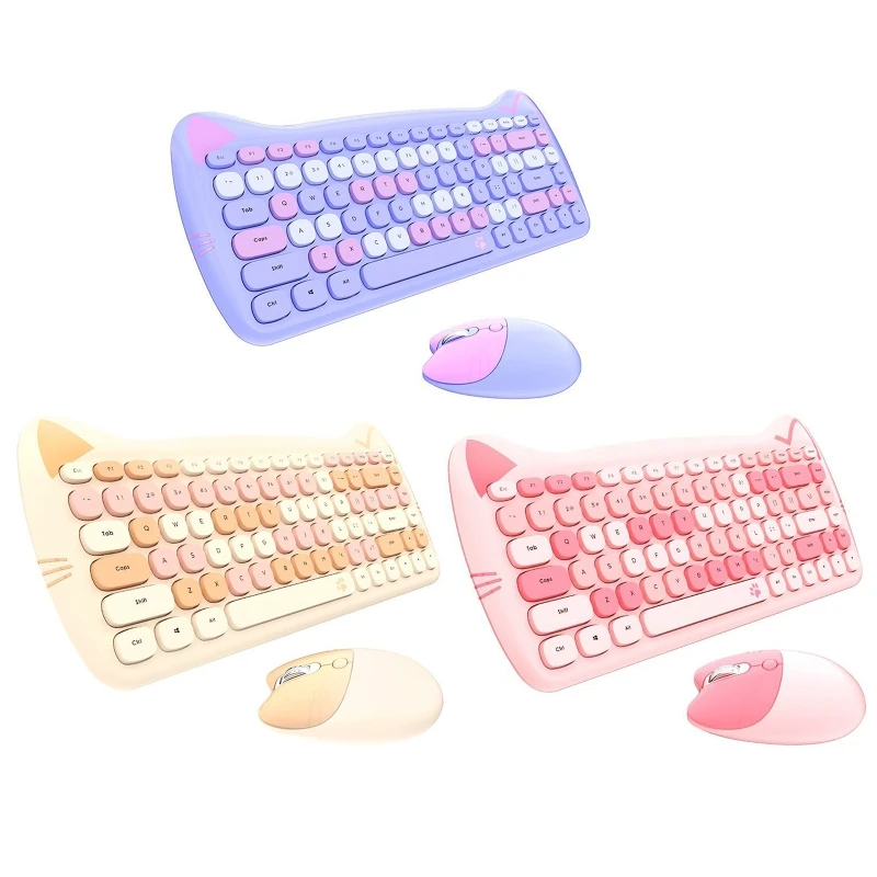 

Cartoon 2.4G Wireless Keyboard and Mouse Set Cute Punk Keyboards and Mice