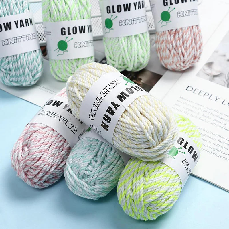 

50g,3mm Polyester Weave DIY Handmade Knitting Wool Glow in the Dark Luminous Chunky Yarn