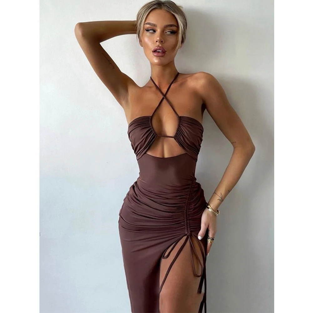 

Gtpdpllt Sexy Halter Backless Long Evening Dresses For Women 2023 Party Maxi Dress Bodycon Christmas Vestidos Elegant Robe