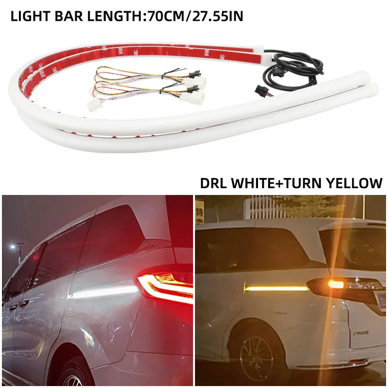 2 шт., светодиодные ленты для Honda ODYSSEY, двухцветные желтые автомобильные поворотники, динамические боковые маркеры, автомобильная лампа 12 В