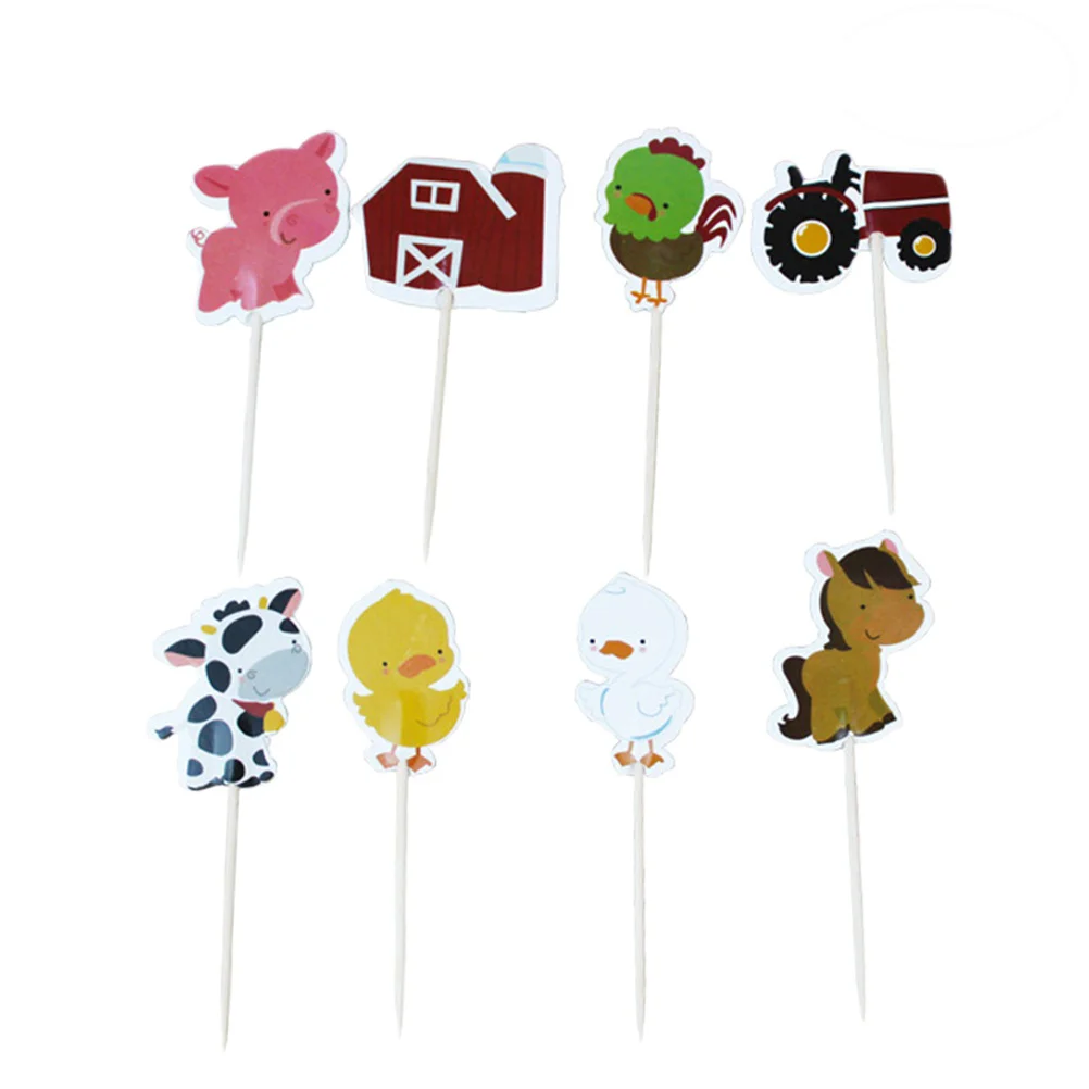 

48 Cartoon Farm Themed Animals Cupcake Decoration