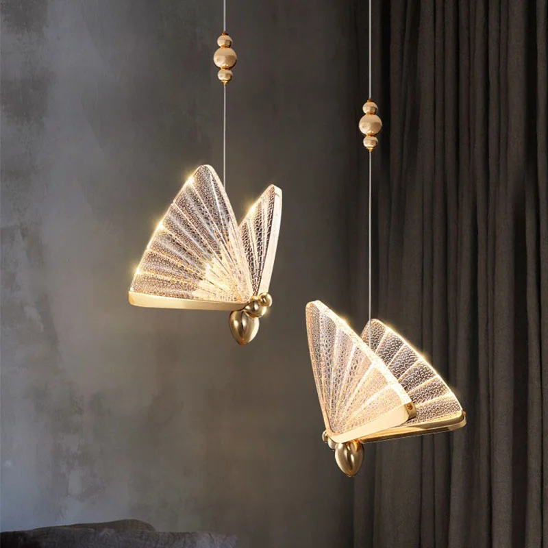 FSS Modern Butterfly Shape Chandelier Lighting For Living Room Stair Light Bedroom Bedside Lamps Rotating Stair Long Chandeliers images - 6