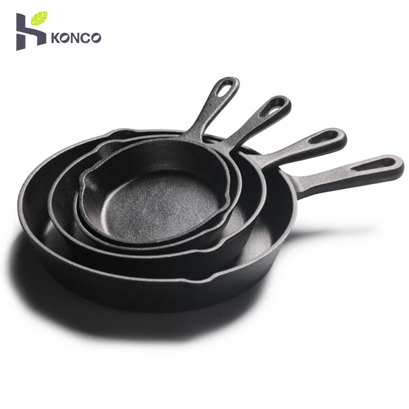 Cast Iron Frying Pan 14/16/20cm Non-stick Fried Steak Pot Egg Pancake Skillet for Gas Induction Cooker Universal Cookware