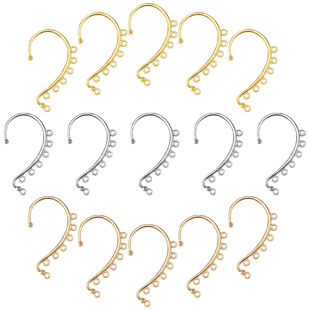 

15 Pcs Six-hole Earhook Jewelry Supplies Earring Parts Wire Alloy DIY Hooks Circles Making