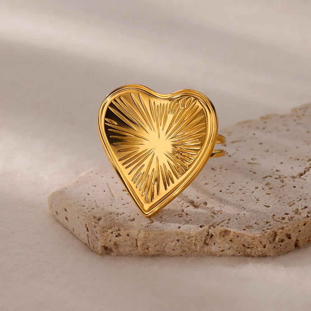 Женское Открытое кольцо из нержавеющей стали золотистое Обручальное в форме