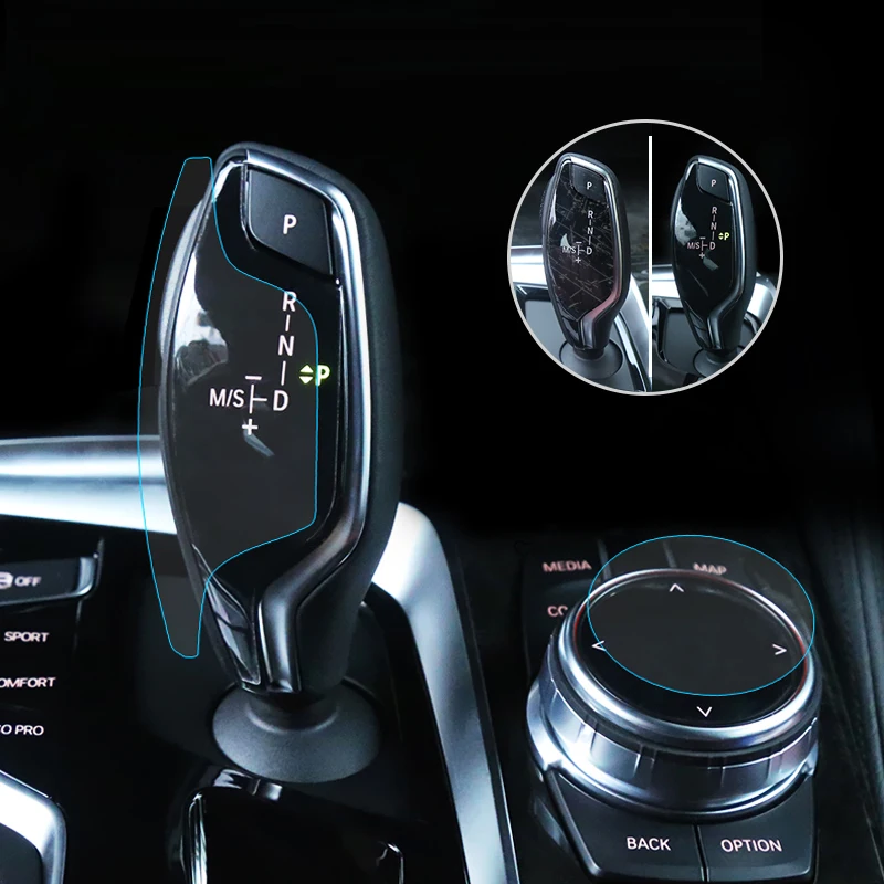 

for BMW 5 Series G30 G38 2018 2pcs PVC Gear Shift Knob & Multimedia Knob Protective Film Sticker Scratch Resistant Coating Trim