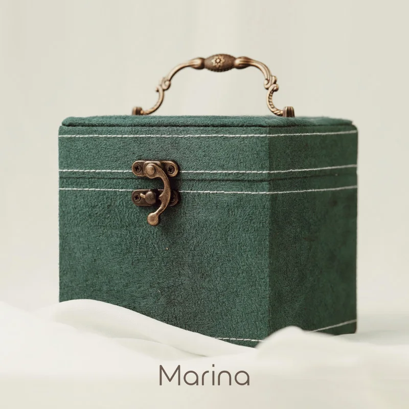 

Retro Portable Storage Box Art Crushed Velvet Jewelry Storage Box Organizer Gift Desktop Boite Rangement Home Storage BL50SB