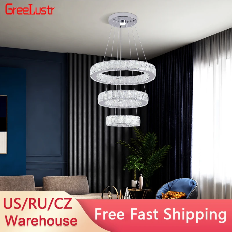 Современная новая большая Хрустальная потолочная лампа роскошная кольцевая
