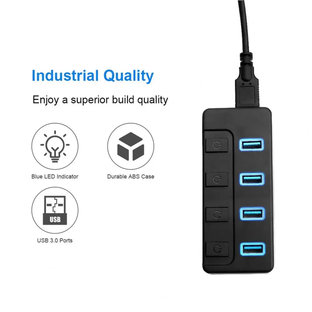 

USB Splitter Hub Professional Plug And Play LED Indicator High Speed USB Splitter Hub Office Supply