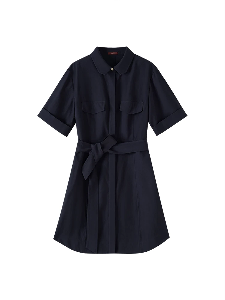 Платье-поло Miss Haitou в стиле карго шифоновое с карманами