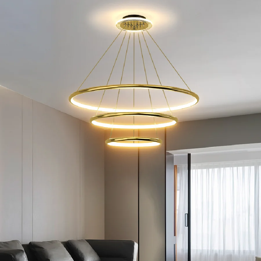 

80/60/40cm ring light Modern chandelier For Dining room Living room kitchen led chandelier lampara techo Gold-plated chandeliers