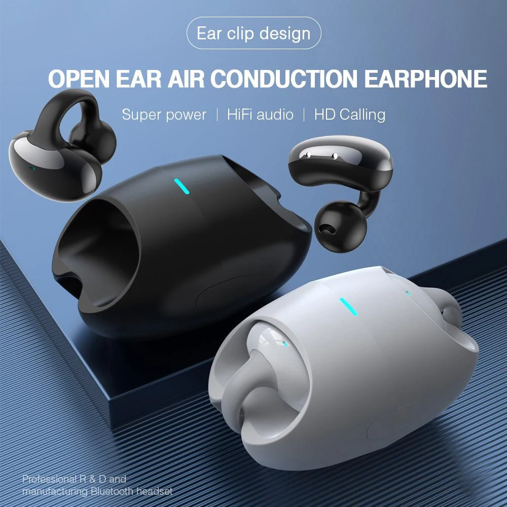 

Clip-On Open Ear Headphones Wireless Bluetooth 5.3,Ear Clip Earbuds 35 Hours Playtime IPX5 Waterproof for Men, Women, Children