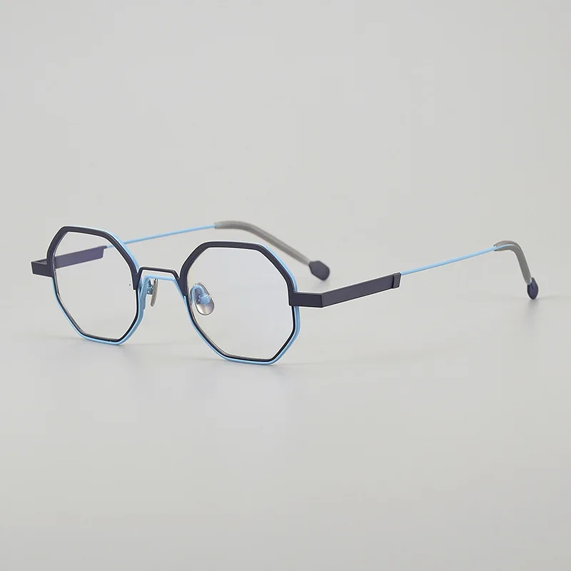 Многоугольная сверхлегкая оправа для очков из чистого титана AEV-D01DBX двухцветная