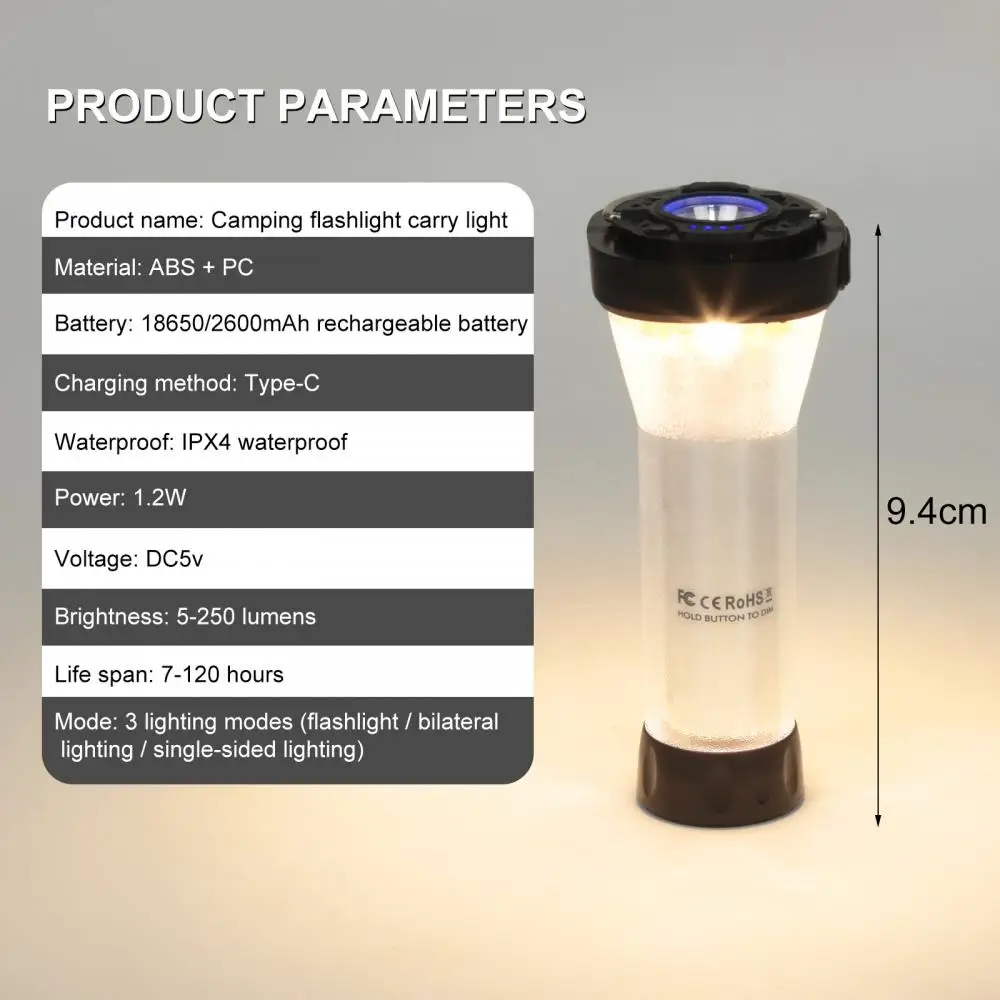 

Atmosphere Lantern Pc Abs Home Emergency Hand Light Magnetic Base Riding Lamp 3 Lighting Modes Outdoor Flashlight 2600mah
