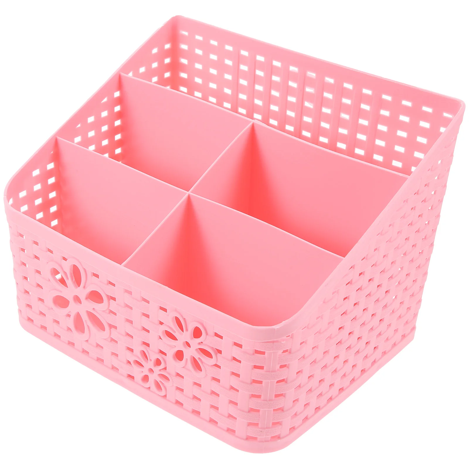 

Storage Box Large Capacity Imitation Rattan Baskets Drawer Plastic Hollow Desktop Sundries Storage Basket(Pink) Organizer