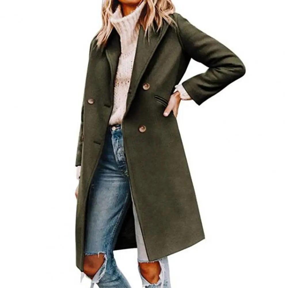

Шикарное Женское пальто, двубортная верхняя одежда, Женское пальто, зимнее пальто с вырезом на шее