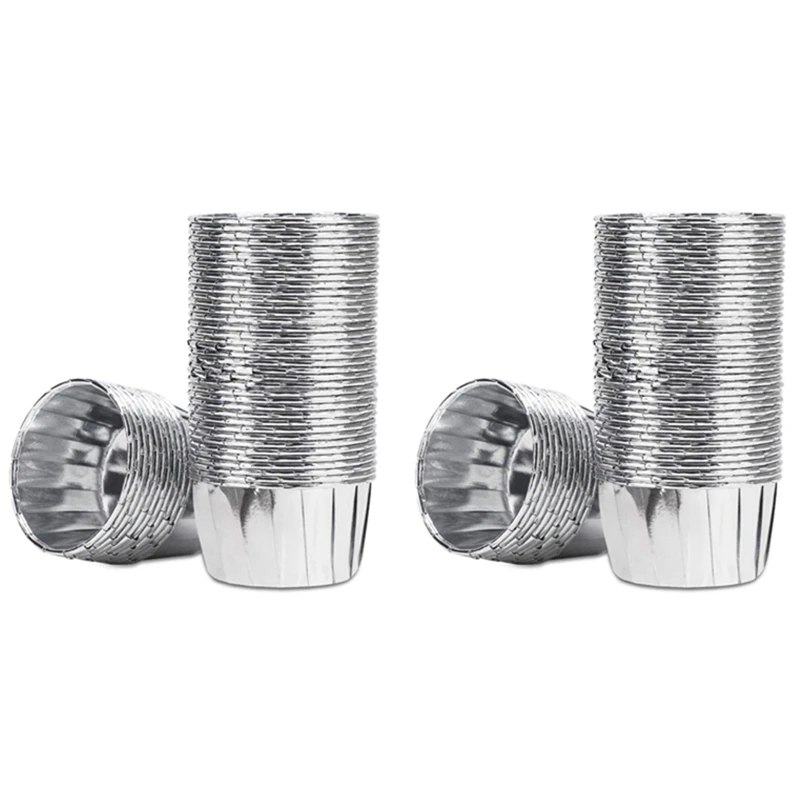 

100Pcs Aluminum Foil Cupcake Cups Disposable Muffin Liners Baking Cups Aluminum Cupcake Tip Pan Silver