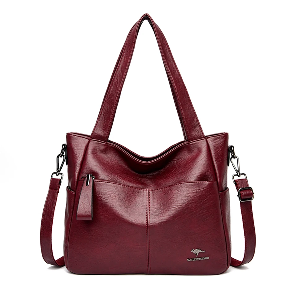 

Quality Women's Leather Top Handle Bags Female Shoulder Sac Tote Shopper Bag Luxury Designer Handbags for Woman