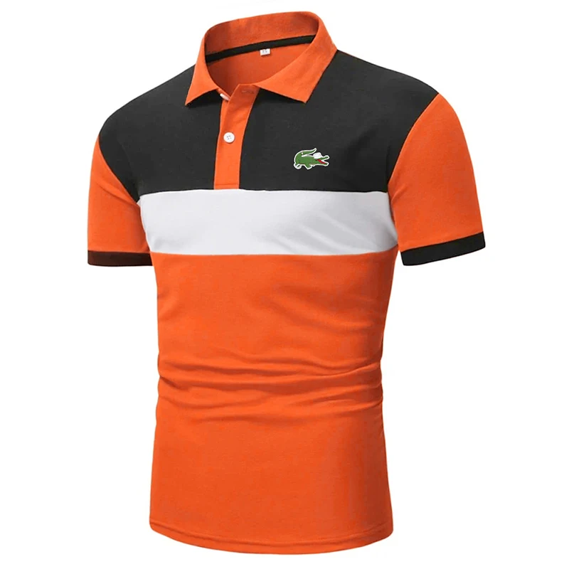 

LUHAODS Men Print Cut And Sew Panel Polo Shirt