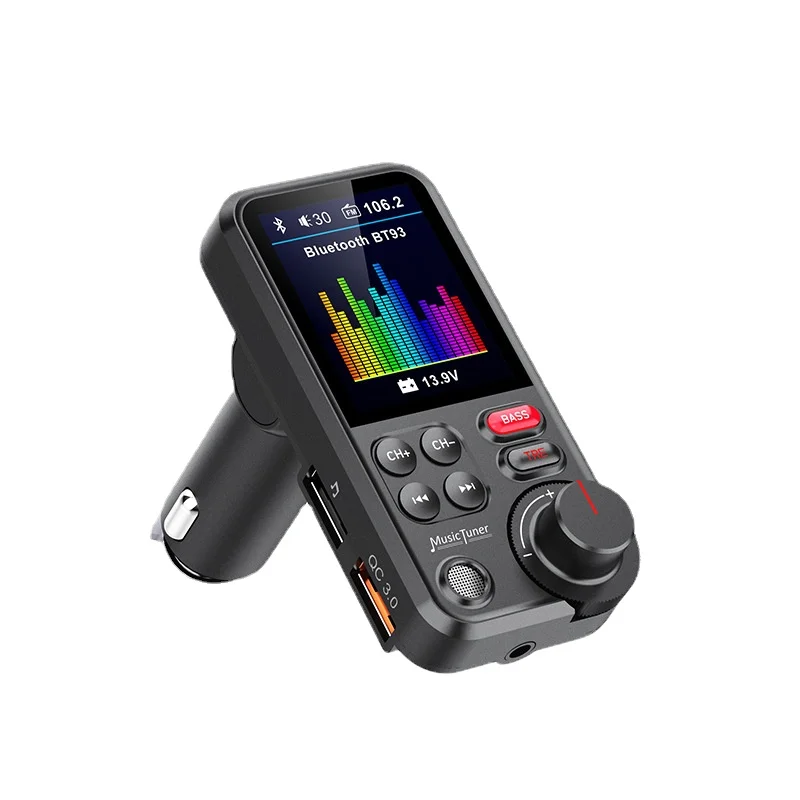 Bluetooth Car Wireless FM Transmitter Radio Adapter Aux QC3.0 Charging Treble Bass Sound Music Player 1.8