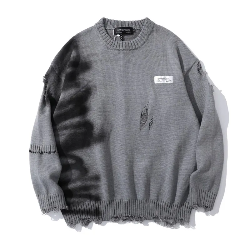 

Graffiti Printed Round Neck Men's Knitwear Contrasting Color Casual Comfortable Sweater Couple Street Hip-hop Harajuku Pullover