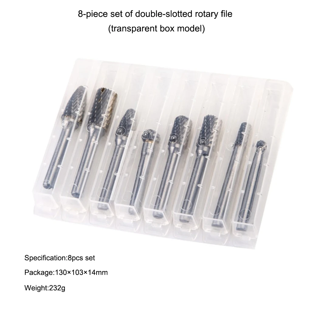 

Pack of 8 Grinding Heads Set Burrs Crafts Sharpening File Polishing Engraving Milling DIY Portable Replacement Tools