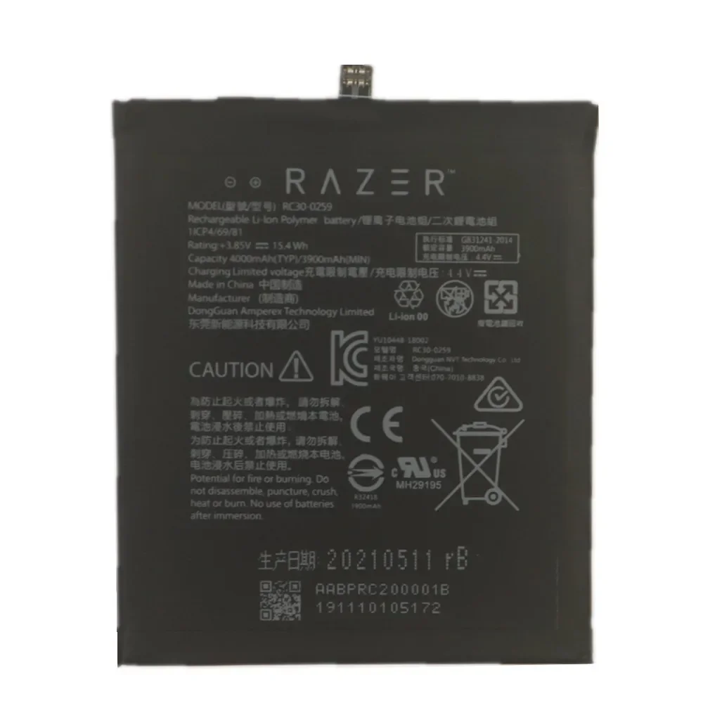 4000 мАч RC30-0259 100% оригинальный аккумулятор для телефона Razer 2 аккумуляторы