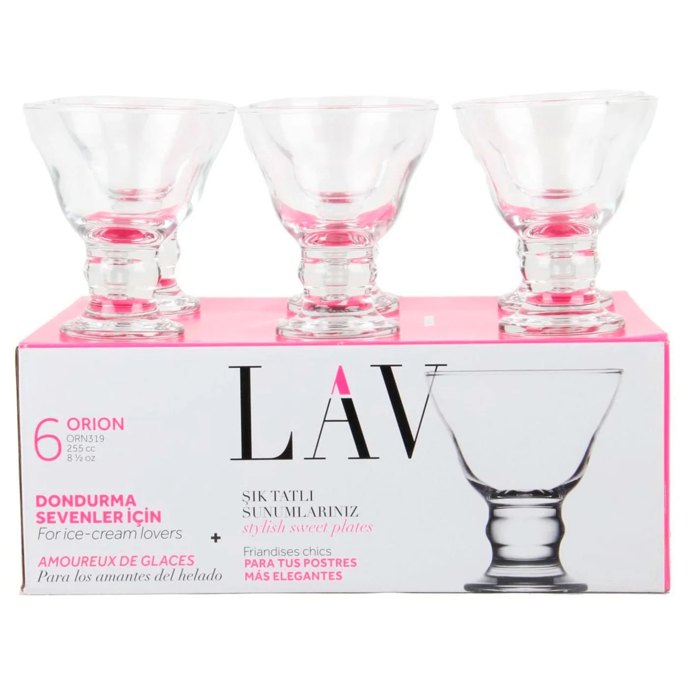 Lav - Set of 6 ice cream cups smooth crystal orion model sophisticated and elegant design desserts cocktails fit for lavava |