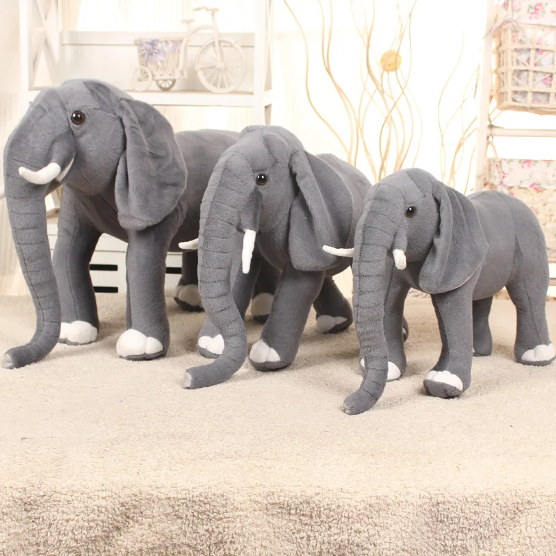 

80cm Lovely Pretty Standing elephant gry lively Simulated Stuffed Animals model can ride Kid mount Plush doll Children toys gift