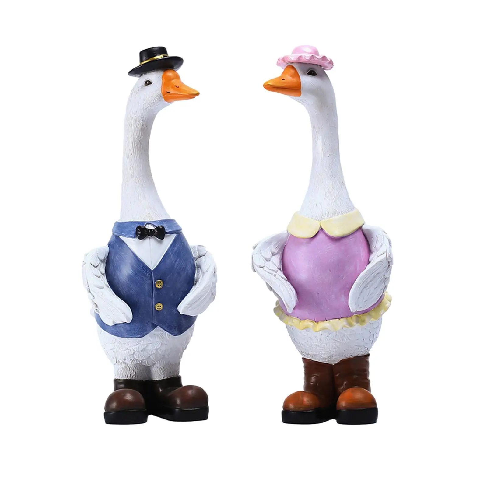 

Nordic Goose Statues Resin Simulation Exquisite Cute Artificial Figurines for Indoor Outdoor Hotel Home Flower Beds Pond Decor