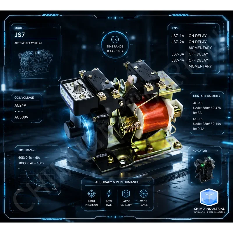 Фото 【CHIMU INDUSTRIAL】 Воздушное реле задержки отключения питания JS7-3A, 0.4-60 с, 24В, 36В, 110В, 127В, 220В, 380В №3