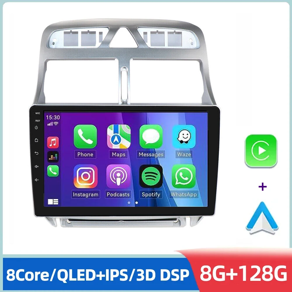 

Автомагнитола Carplay, 2 Din, Android 13, 4G, Wi-Fi, для Peugeot 307 2002-2013, автомобильный мультимедийный видеоплеер, навигация GPS, 6 ГБ + 128 ГБ